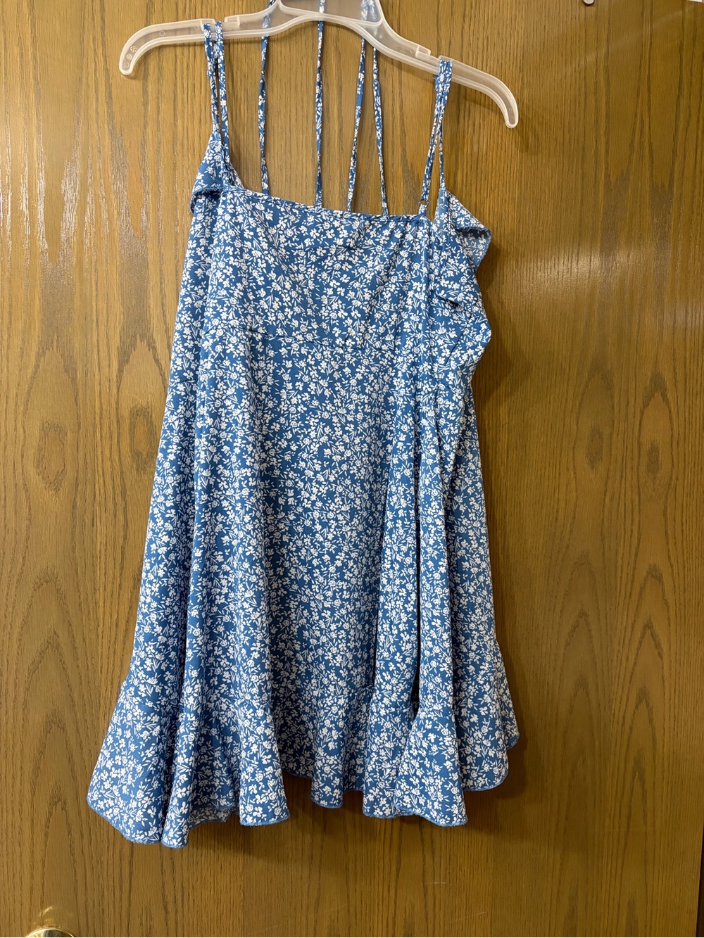 SHEIN Blue Floral Ruffle Mini Dress - Picture 2 of 4